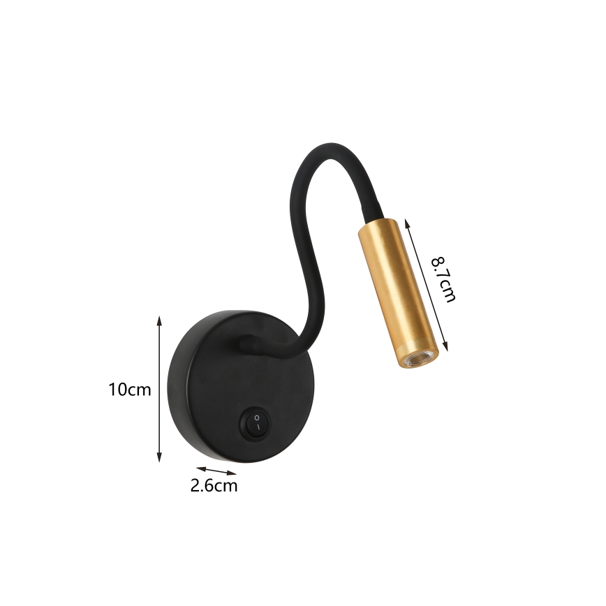 Brilagi - LED Pielāgojama sienas lampa MAYA LED/3W/230V 4000K melna/zelta