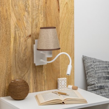 Brilagi - LED Pielāgojama sienas lampa NUBILA 1xE27/25W/230V + LED/3W balta/brūna