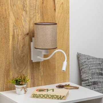 Brilagi - LED Pielāgojama sienas lampa NUBILA 1xE27/25W/230V + LED/3W balta/brūna