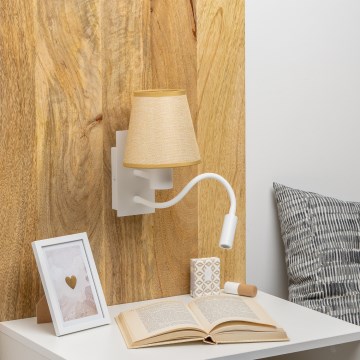 Brilagi - LED Pielāgojama sienas lampa NUBILA 1xE27/25W/230V + LED/3W balta/gaiši brūna