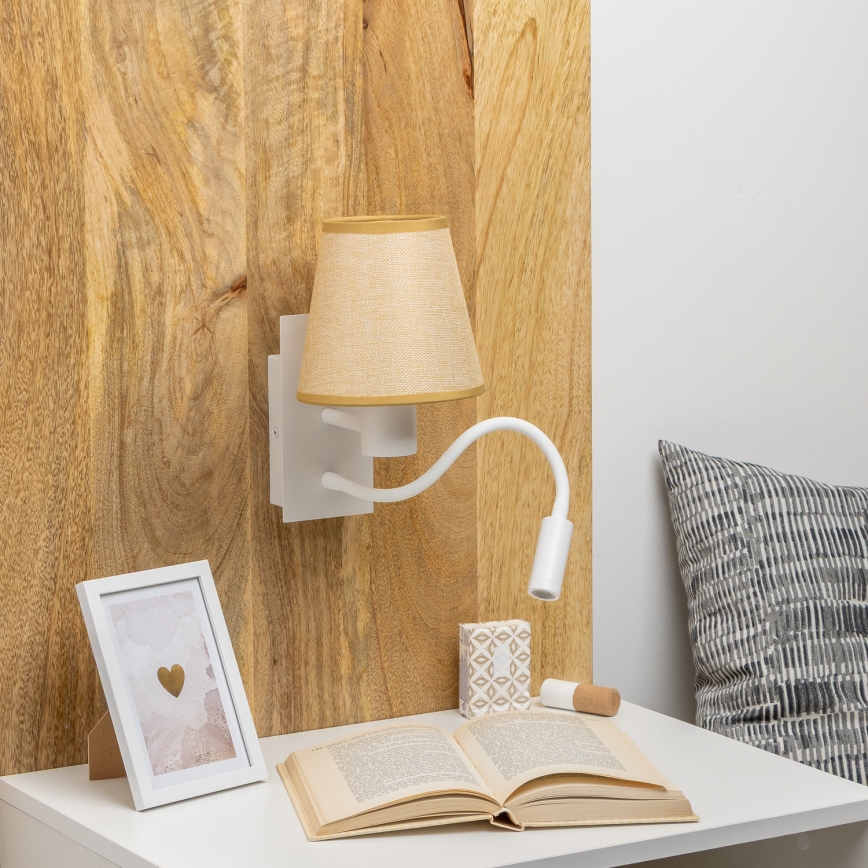 Brilagi - LED Pielāgojama sienas lampa NUBILA 1xE27/25W/230V + LED/3W balta/gaiši brūna