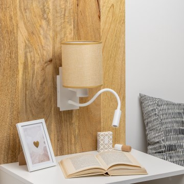 Brilagi - LED Pielāgojama sienas lampa NUBILA 1xE27/25W/230V + LED/3W balta/gaiši brūna