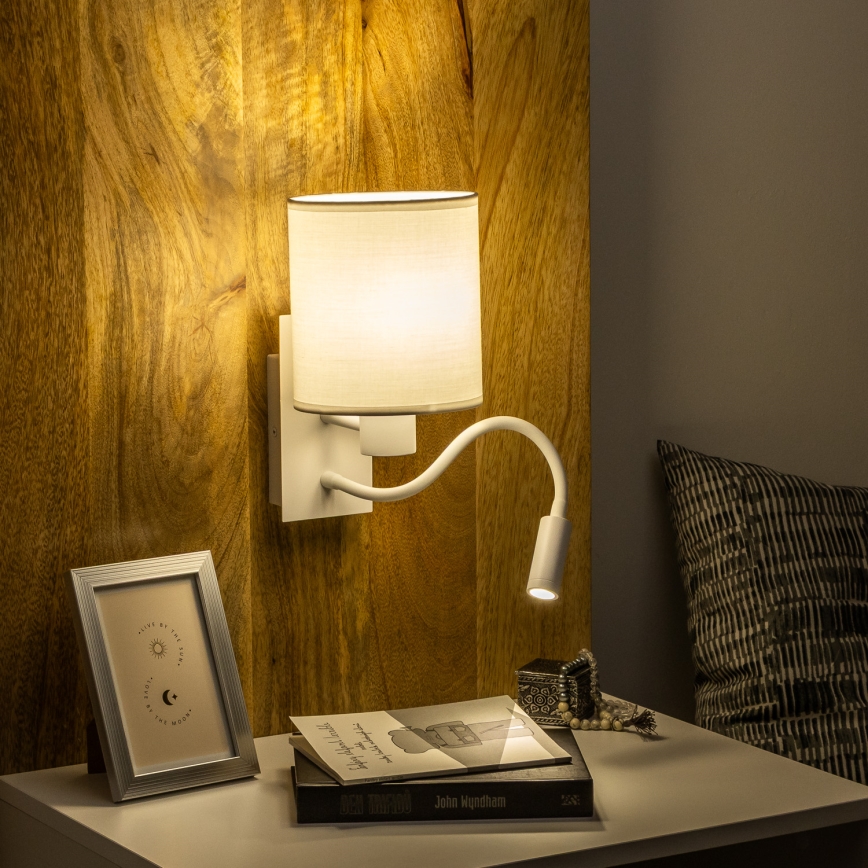Brilagi - LED Pielāgojama sienas lampa NUBILA 1xE27/25W/230V + LED/3W balta