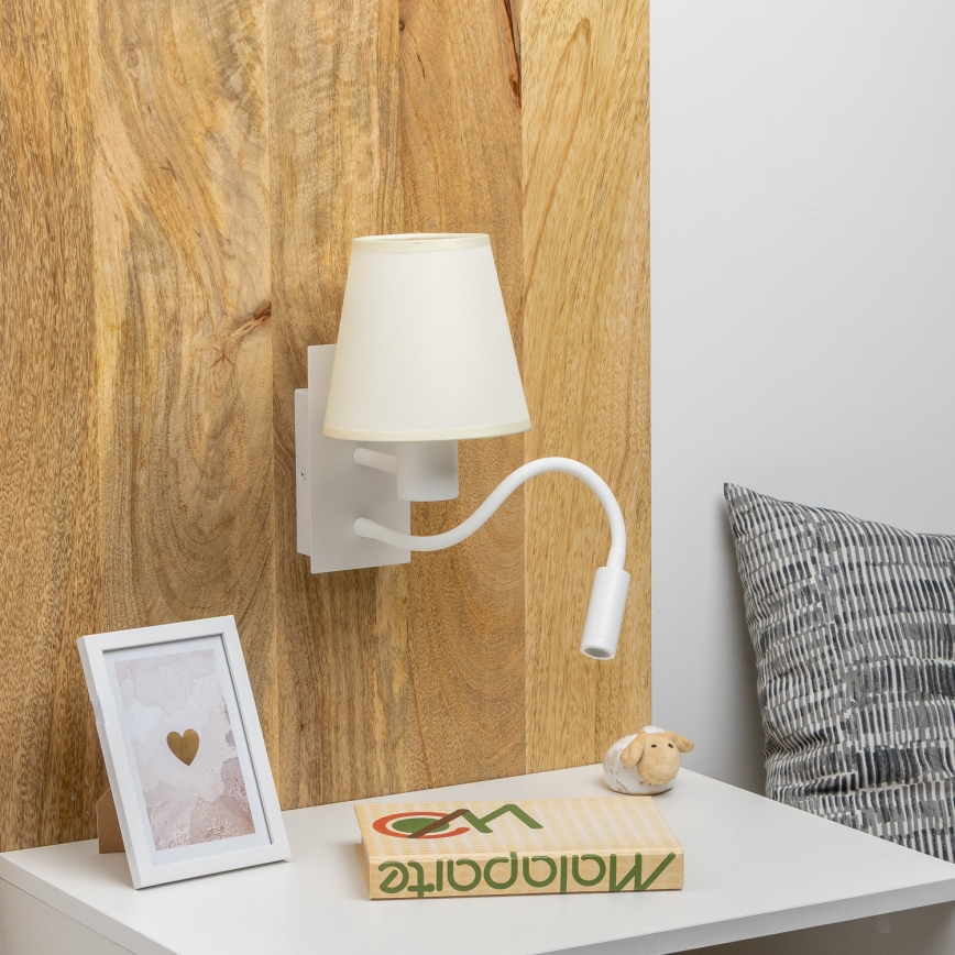 Brilagi - LED Pielāgojama sienas lampa NUBILA 1xE27/25W/230V + LED/3W balta/krēmkrāsa