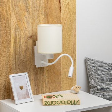 Brilagi - LED Pielāgojama sienas lampa NUBILA 1xE27/25W/230V + LED/3W balta/krēmkrāsa