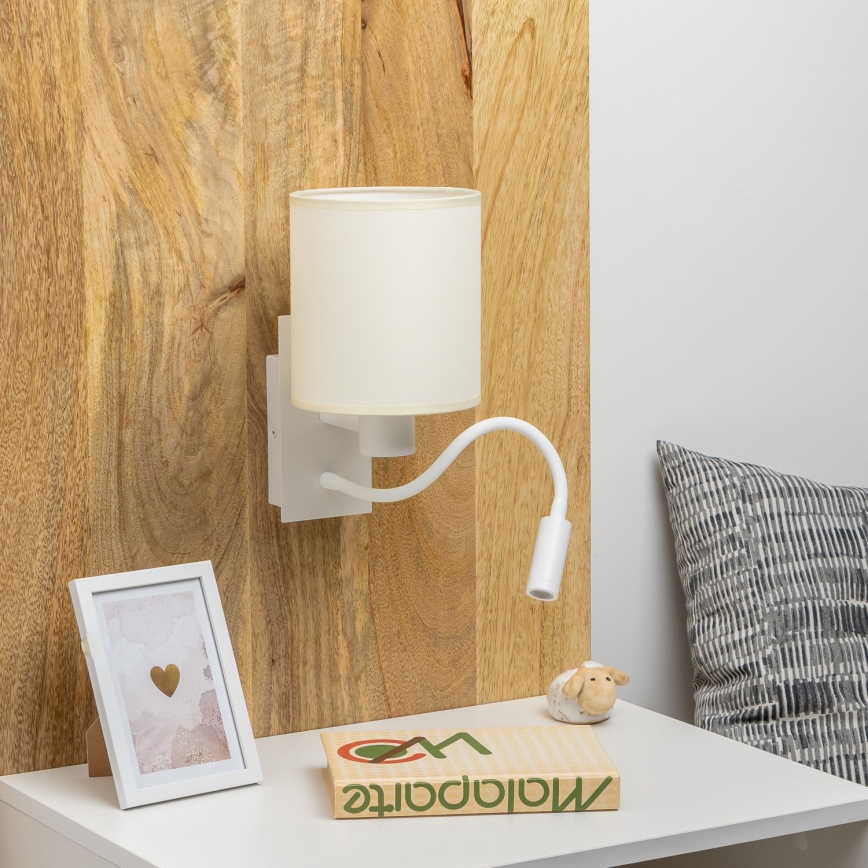 Brilagi - LED Pielāgojama sienas lampa NUBILA 1xE27/25W/230V + LED/3W balta/krēmkrāsa