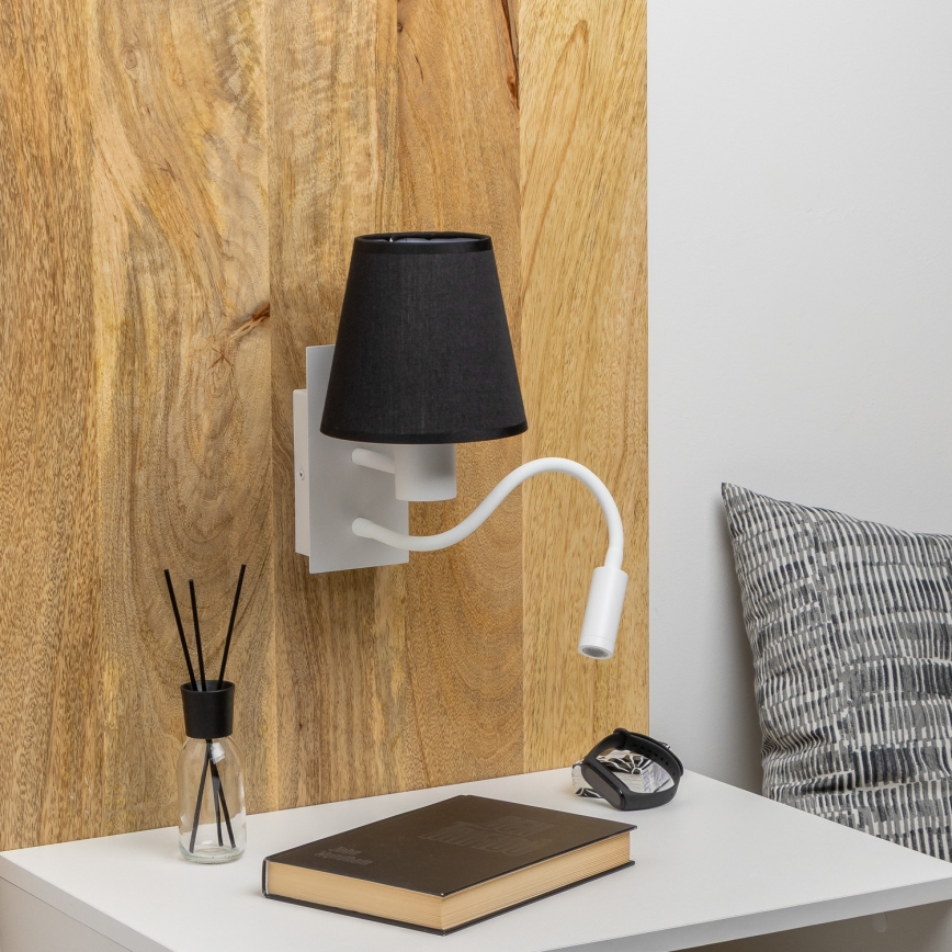 Brilagi - LED Pielāgojama sienas lampa NUBILA 1xE27/25W/230V + LED/3W balta/melna