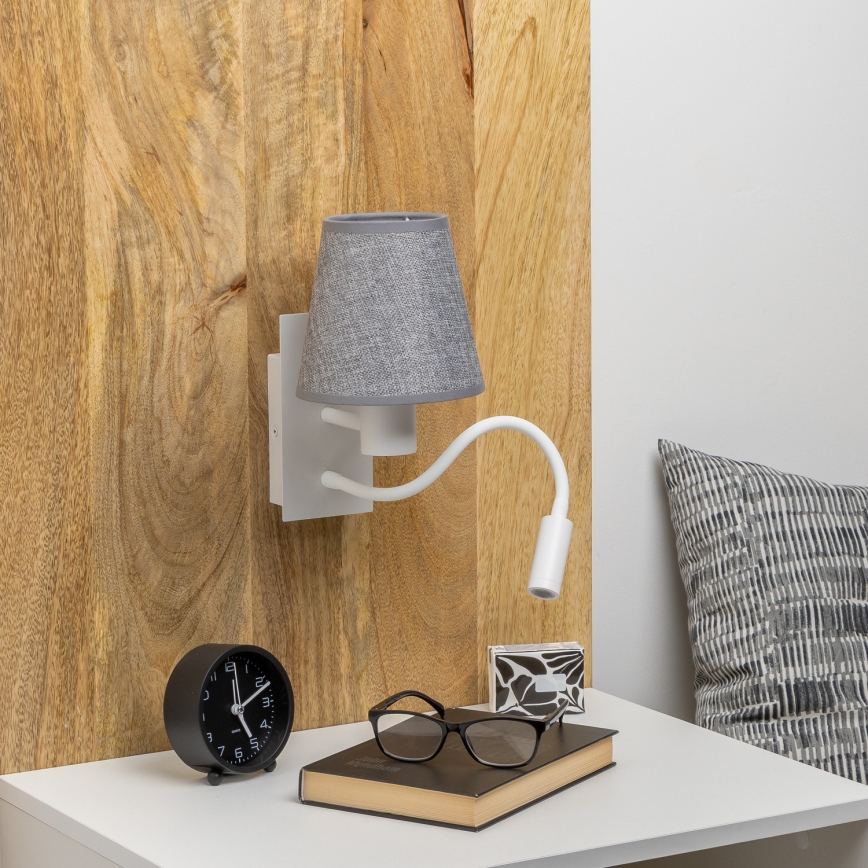 Brilagi - LED Pielāgojama sienas lampa NUBILA 1xE27/25W/230V + LED/3W balta/pelēka