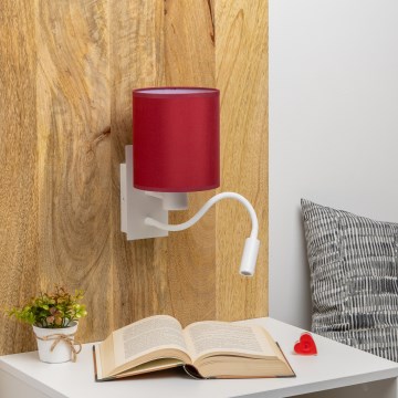 Brilagi - LED Pielāgojama sienas lampa NUBILA 1xE27/25W/230V + LED/3W balta/Pompejas sarkana