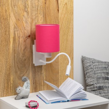 Brilagi - LED Pielāgojama sienas lampa NUBILA 1xE27/25W/230V + LED/3W balta/rozā