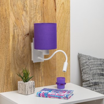 Brilagi - LED Pielāgojama sienas lampa NUBILA 1xE27/25W/230V + LED/3W balta/violeta