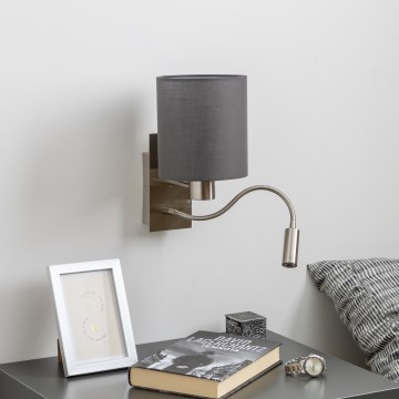 Brilagi - LED Pielāgojama sienas lampa NUBILA 1xE27/25W/230V + LED/3W matēts hroms/antracīta