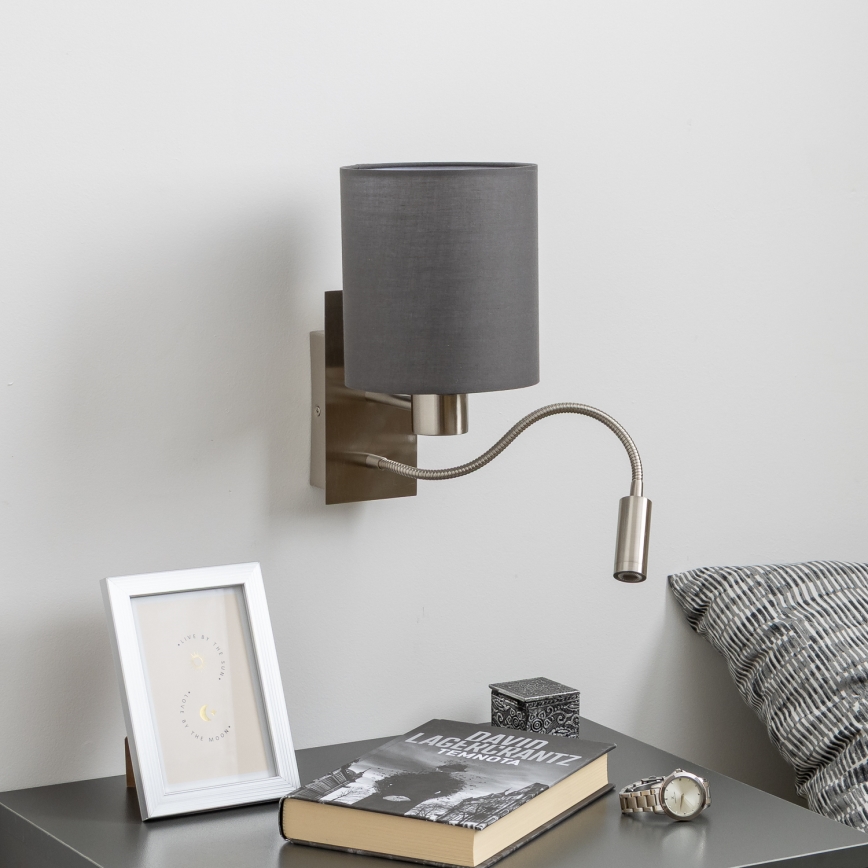 Brilagi - LED Pielāgojama sienas lampa NUBILA 1xE27/25W/230V + LED/3W matēts hroms/antracīta
