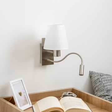 Brilagi - LED Pielāgojama sienas lampa NUBILA 1xE27/25W/230V + LED/3W matēts hroms/balta