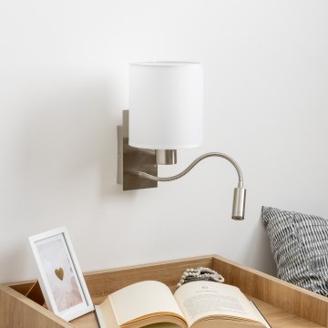 Brilagi - LED Pielāgojama sienas lampa NUBILA 1xE27/25W/230V + LED/3W matēts hroms/balta