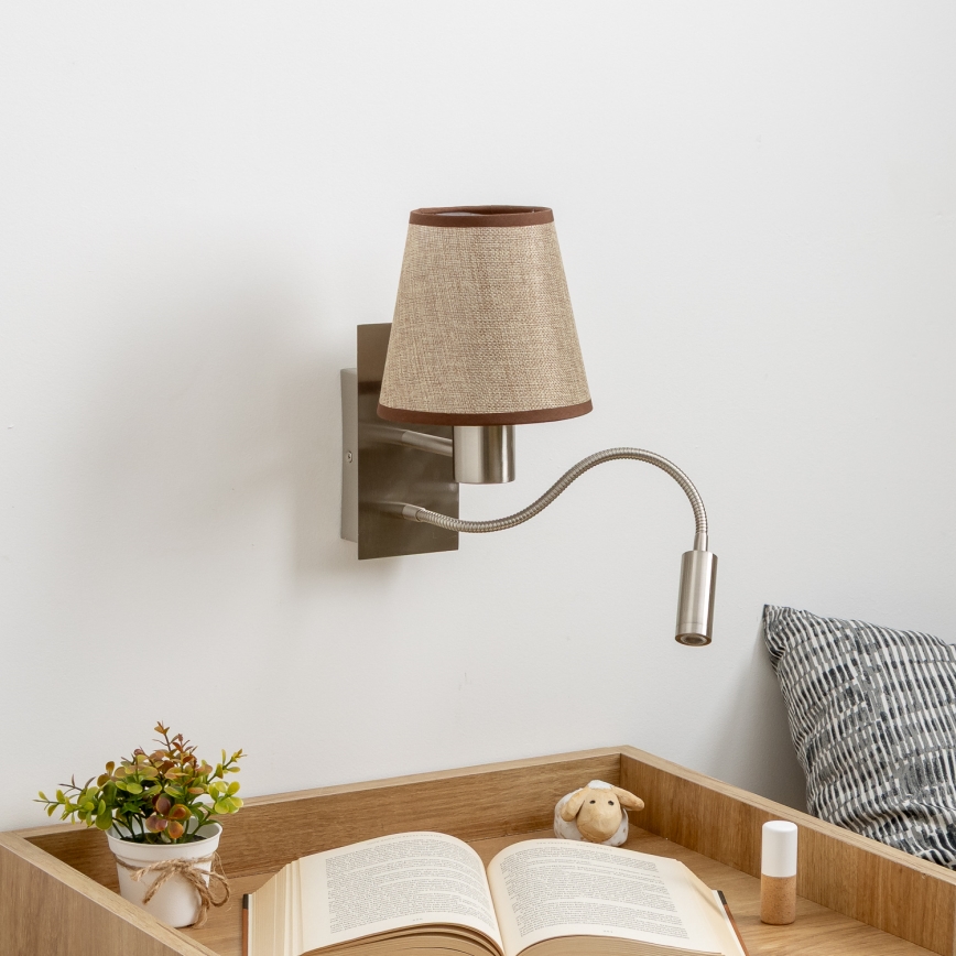 Brilagi - LED Pielāgojama sienas lampa NUBILA 1xE27/25W/230V + LED/3W matēts hroms/brūna