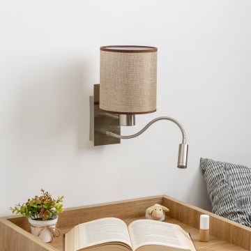 Brilagi - LED Pielāgojama sienas lampa NUBILA 1xE27/25W/230V + LED/3W matēts hroms/brūna