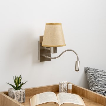 Brilagi - LED Pielāgojama sienas lampa NUBILA 1xE27/25W/230V + LED/3W matēts hroms/gaiši brūna
