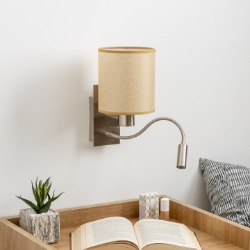 Brilagi - LED Pielāgojama sienas lampa NUBILA 1xE27/25W/230V + LED/3W matēts hroms/gaiši brūna