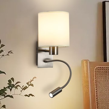Brilagi - LED Pielāgojama sienas lampa NUBILA 1xE27/25W/230V + LED/3W matēts hroms/krēmkrāsa