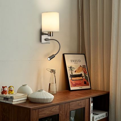 Brilagi - LED Pielāgojama sienas lampa NUBILA 1xE27/25W/230V + LED/3W matēts hroms/krēmkrāsa