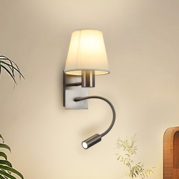 Brilagi - LED Pielāgojama sienas lampa NUBILA 1xE27/25W/230V + LED/3W matēts hroms/krēmkrāsa