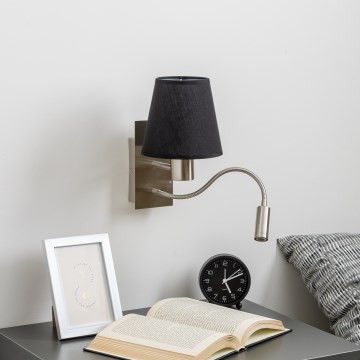 Brilagi - LED Pielāgojama sienas lampa NUBILA 1xE27/25W/230V + LED/3W matēts hroms/melna