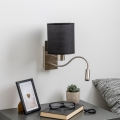 Brilagi - LED Pielāgojama sienas lampa NUBILA 1xE27/25W/230V + LED/3W matēts hroms/melna