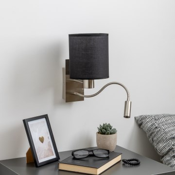 Brilagi - LED Pielāgojama sienas lampa NUBILA 1xE27/25W/230V + LED/3W matēts hroms/melna