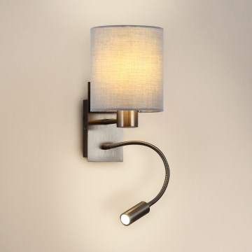 Brilagi - LED Pielāgojama sienas lampa NUBILA 1xE27/25W/230V + LED/3W matēts hroms/pelēka