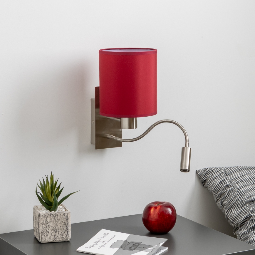 Brilagi - LED Pielāgojama sienas lampa NUBILA 1xE27/25W/230V + LED/3W matēts hroms/Pompejas sarkana