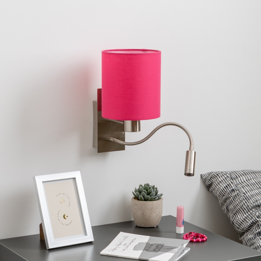 Brilagi - LED Pielāgojama sienas lampa NUBILA 1xE27/25W/230V + LED/3W matēts hroms/rozā