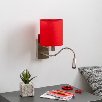 Brilagi - LED Pielāgojama sienas lampa NUBILA 1xE27/25W/230V + LED/3W matēts hroms/sarkana