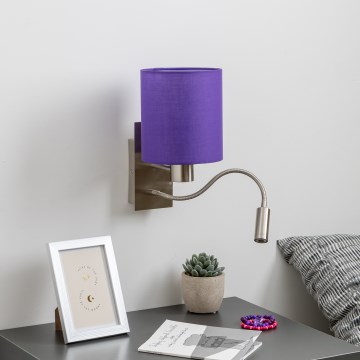Brilagi - LED Pielāgojama sienas lampa NUBILA 1xE27/25W/230V + LED/3W matēts hroms/violeta