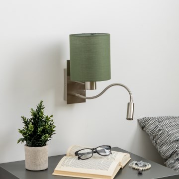 Brilagi - LED Pielāgojama sienas lampa NUBILA 1xE27/25W/230V + LED/3W matēts hroms/zaļa
