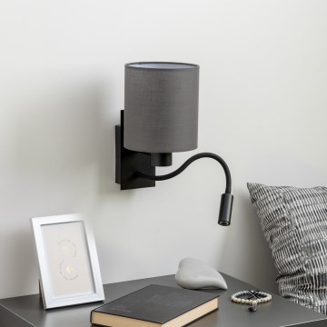 Brilagi - LED Pielāgojama sienas lampa NUBILA 1xE27/25W/230V + LED/3W melna/antracīta