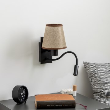 Brilagi - LED Pielāgojama sienas lampa NUBILA 1xE27/25W/230V + LED/3W melna/brūna