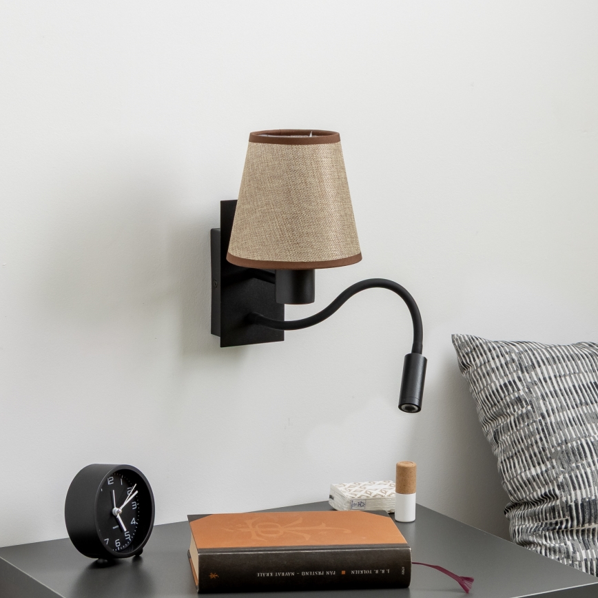 Brilagi - LED Pielāgojama sienas lampa NUBILA 1xE27/25W/230V + LED/3W melna/brūna