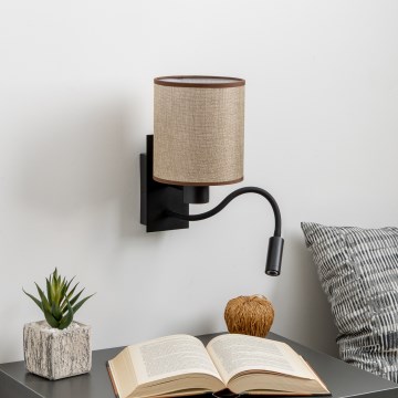 Brilagi - LED Pielāgojama sienas lampa NUBILA 1xE27/25W/230V + LED/3W melna/brūna
