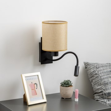 Brilagi - LED Pielāgojama sienas lampa NUBILA 1xE27/25W/230V + LED/3W melna/gaiši brūna