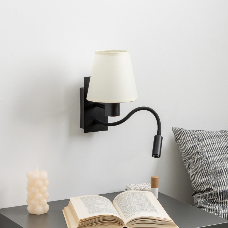 Brilagi - LED Pielāgojama sienas lampa NUBILA 1xE27/25W/230V + LED/3W melna/krēmkrāsa