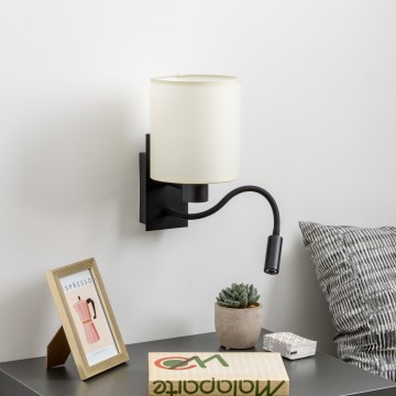 Brilagi - LED Pielāgojama sienas lampa NUBILA 1xE27/25W/230V + LED/3W melna/krēmkrāsa