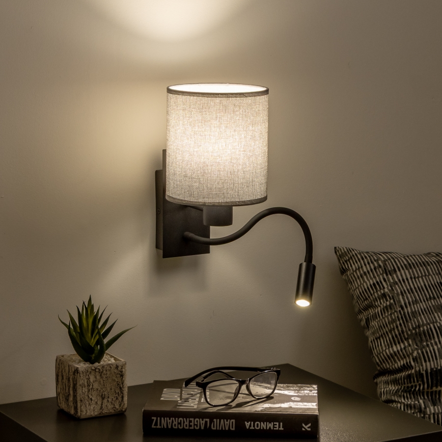 Brilagi - LED Pielāgojama sienas lampa NUBILA 1xE27/25W/230V + LED/3W melna/pelēka