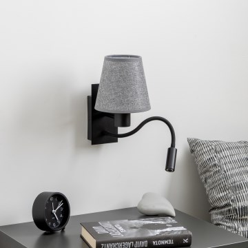 Brilagi - LED Pielāgojama sienas lampa NUBILA 1xE27/25W/230V + LED/3W melna/pelēka