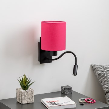 Brilagi - LED Pielāgojama sienas lampa NUBILA 1xE27/25W/230V + LED/3W melna/rozā
