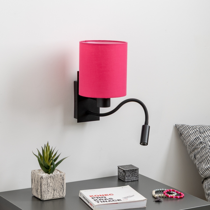 Brilagi - LED Pielāgojama sienas lampa NUBILA 1xE27/25W/230V + LED/3W melna/rozā