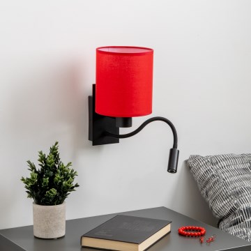 Brilagi - LED Pielāgojama sienas lampa NUBILA 1xE27/25W/230V + LED/3W melna/sarkana