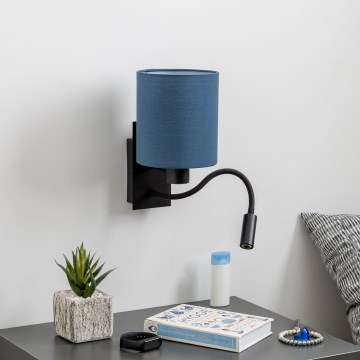 Brilagi - LED Pielāgojama sienas lampa NUBILA 1xE27/25W/230V + LED/3W melna/tumši zila