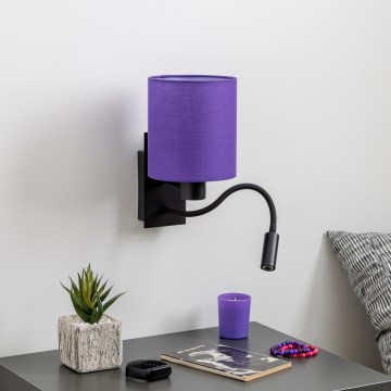 Brilagi - LED Pielāgojama sienas lampa NUBILA 1xE27/25W/230V + LED/3W melna/violeta