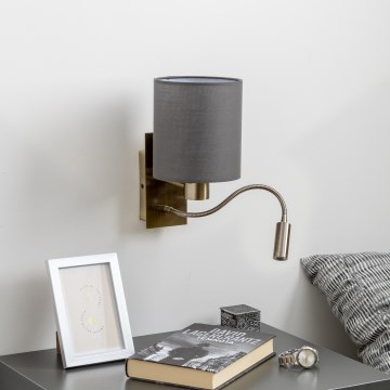 Brilagi - LED Pielāgojama sienas lampa NUBILA 1xE27/25W/230V + LED/3W misiņš/antracīta